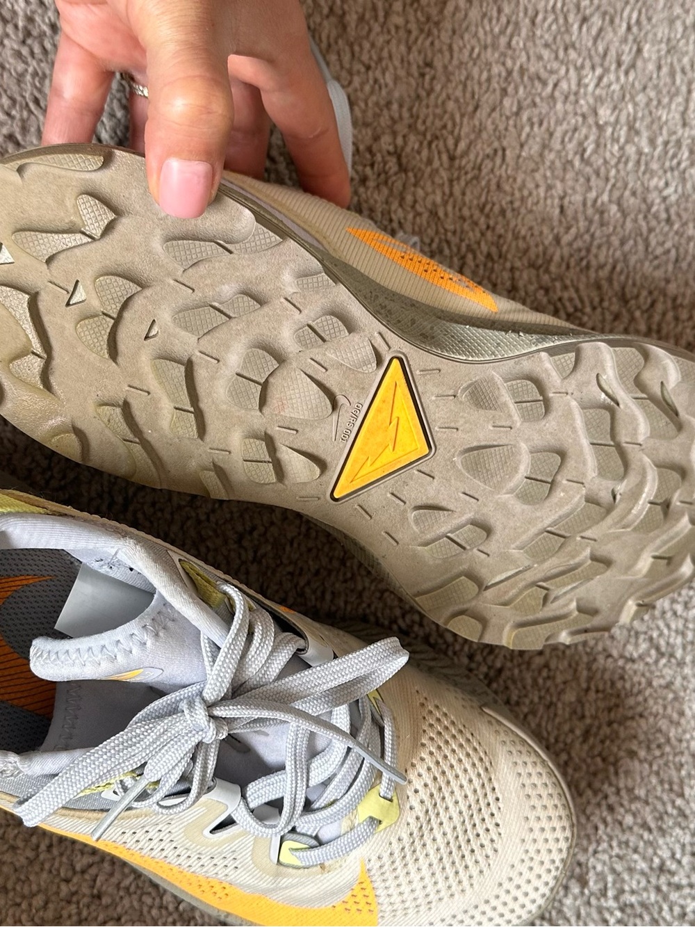 Nike Women’s Light Gray and Yellow Athletic Running Shoes